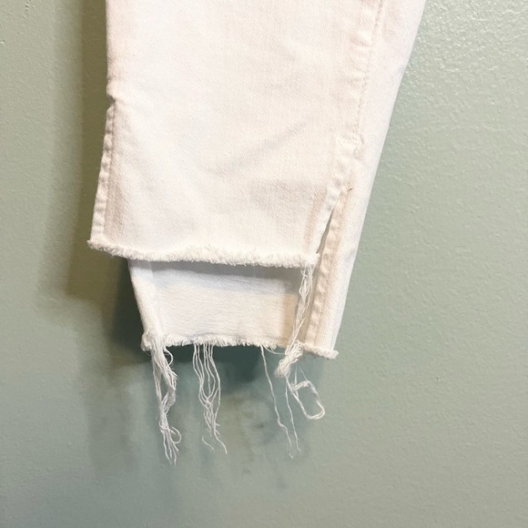 Frame Le Skinny De Jeanne White Denim Raw Hem Mid Rise Skinny Jeans Size 28 - Picture 8 of 16